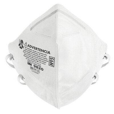 Respirador 3m 9820 N95 Desechable Blanco Plegable contra Particulas Solidas y Nieblas Liquidas sin Aceite CAjuste Nasal