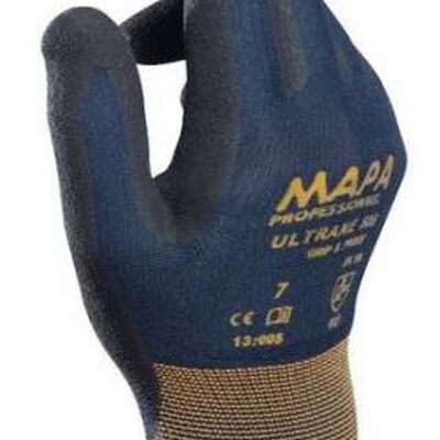 GUANTE MAPA COBERTURA DE NITRILO NEGRO MUÑECA TEJIDA SOPORTE TEXTIL SIN COSTURAS T7