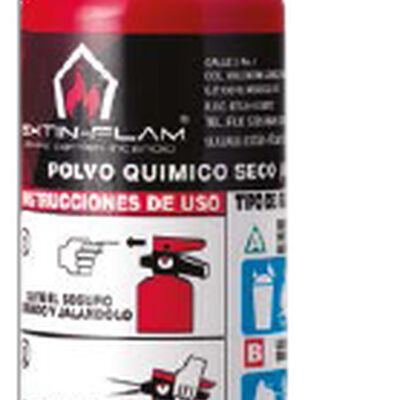 EXTINTOR EXTINFLAM DE FOSFATO MONOAMONICO TIPO ABC DE ACERO ROJO VALVULA DE 34 IN CAP 2.5 LB