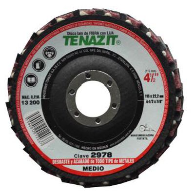 DISCO TENAZIT 2978 LAMINADO DE FIBRA Y LIJA DE ZIRCONIO MARRONMEDIOZ80 DE 412 X 78 IN