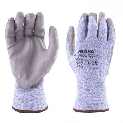 GUANTE MAPA KRYTECH 586 RESISTENTE AL CORTE NIVEL 5 DE POLIURETANO/SOPORTE TEXTIL DE HDPE AZUL T-8