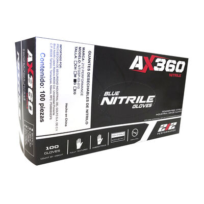 Guante Ax360 Desechable de Nitrilo Azul sin Polvo 5 Mil Dispenser C100 Pzas T-L