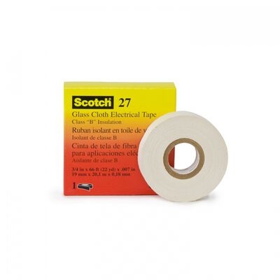 Cinta Scotch 3m 27 Electrica de Fibra de Vidrio CAdhesivo de Caucho Blanco de 19 Mm X 20.1 M