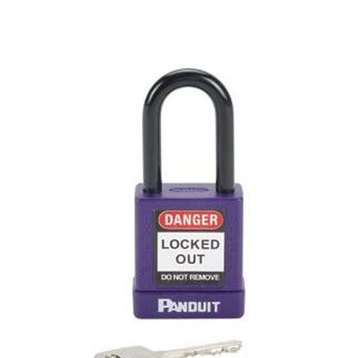 CANDADO PANDUIT PSI17088PU DE GRILLETE CORTO ACERO Y ALUMINIO NO CONDUCTOR PURPURA DE 1.58 IN X 1.77 IN