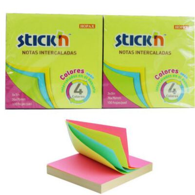 NOTA MAE 21822 ADHESIVA 3X3 COLORES NEON CON 12 PZAS DE 100 HOJAS CU