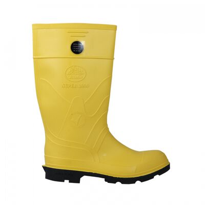 BOTA BATA DE PVC AMARILLO SUELA NEGRO FORRO DE POLIESTER CCASQUILLO Y PLANTILLA DE ACERO T7