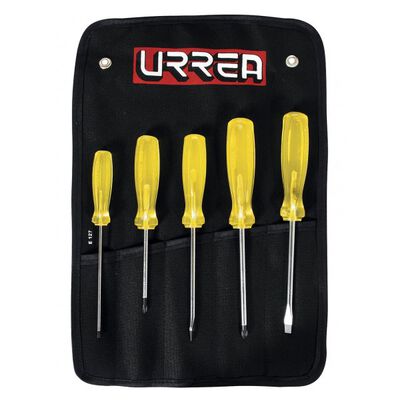 JUEGO URREA JBUD01 DE 5 DESTORNILLADORES AMBAR COMBINADO