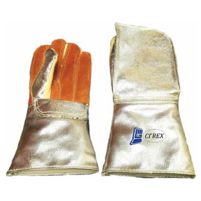 Guantes Ci Rex de KevlarAluminio de 14 In de Lrgo Reforzado Palma y Pulgar de Piel Forro de Algodon en el Dorso Nomex Unitalla