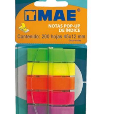 NOTAS MAE 26002 DE INDICE POP UP DESPACHADOR 5 COLORES 200H