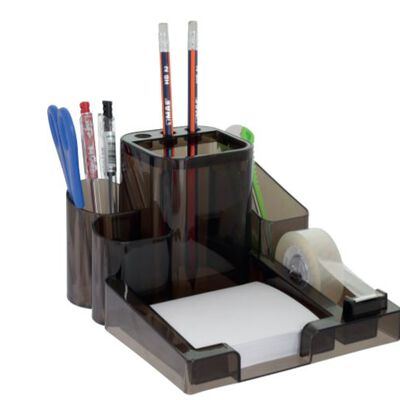 ORGANIZADOR MAE M740.1 DE ESCRITORIO CON PORTA LAPIZ NOTAS CLIPS COLOR HUMO