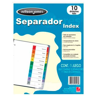 SEPARADORES WILSON JONES P1347 PAPEL BLANCO TAMAÑO CARTA PESTAÑA PLATIFICADA MULTICOLOR