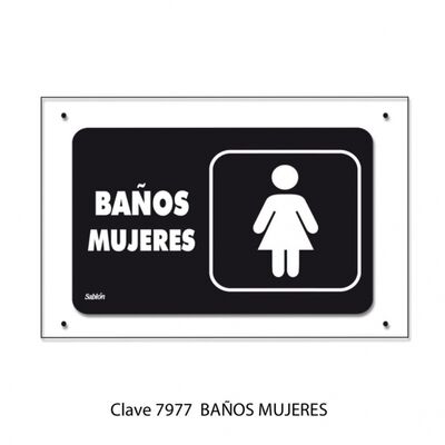 SENAL SABLON 7977 ACRIL ELITE 35X24 BAÑOS MUJERES TRANSPARENTE IMPRESOAZUL  BLANCO