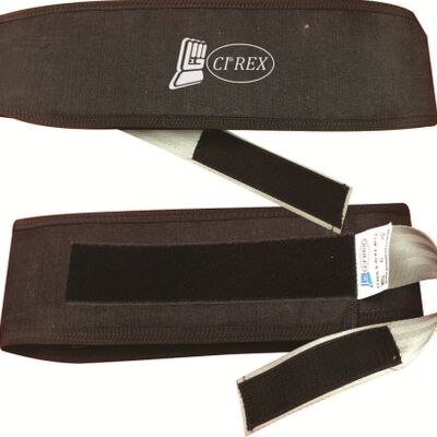 FAJA CI REX DE MEZCLILLA NEGRO C/SOPORTE RIGIDO Y AJUSTE DE CONTACTO C/CINTURON DE SEGURIDAD T-M