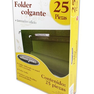 FOLDER WILSON JONES P3631 COLGANTE TAMAÑO OFICIO VERDE CAJA C25 PZAS