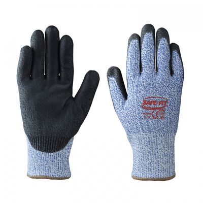 Guante Safe Fit Resistente Al Corte Dyneema con Fibra de Vidrio Azul con Recubrimiento de Poliuretano Gris en Palma TXl