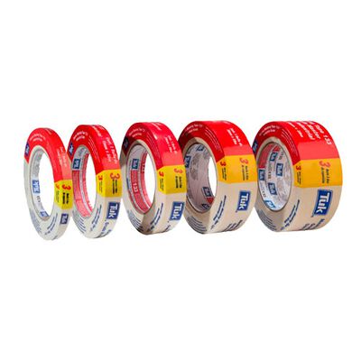 CINTA MASKING TUK 103330 TIPO 133 DE PAPEL CREPADO CREMA DE 48 MM X 50 M CADHESIVO HULE  RESINA PALTA TEMPERATURA