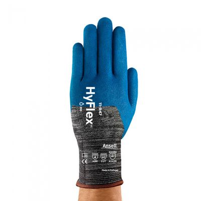 GUANTE ANSELL NITROTOUGH REFORZADO DE VINILO CRECUBRIMIENTO DE NITRILO NEGRO CAZUL T7
