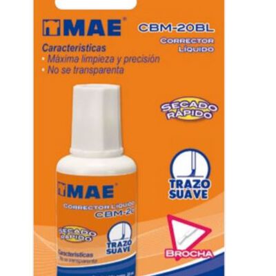 CORRECTOR MAE CBM20BL LIQUIDO CON BROCHA BOTE DE 20 ML CON 1 PIEZA