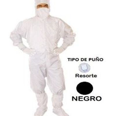 OVEROL ALL KEY ANTIESTATICO NEGRO C/GORRO Y RESORTE EN PUNOS T-M