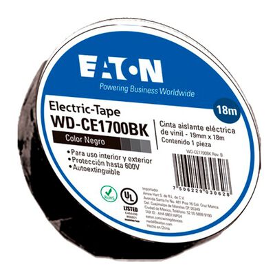 CINTA AISLANTE ARROW HART WD-CE1700BK DE PVC NEGRO 600 V DE 3/4 IN X 18 M