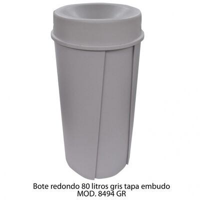BOTE SABLON 8494GR REDONDO 80L TAPA EMBUDO GRIS
