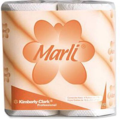 Papel Higienico Marli 90524 Papel Blanco Hoja Doble 195 Hojas 8.8 X 9 Cm Rollo