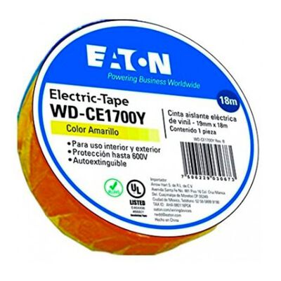 CINTA AISLANTE ARROW HART WD-CE1700Y DE PVC AMARILLO 600 V DE 3/4 IN X 18 M