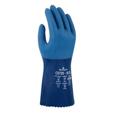 Guante Showa Cs720 Tejido de Poliester con Recubrimiento de Nitrilo Azul CForro de Algodon de 12 In TM8