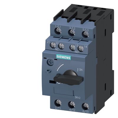INTERRUPTOR AUTOMATICO SIEMENS 3RV20110DA15 TAMAÑO S00 PARA PROTECCION DE MOTORES CLASE 10 DISPARADOR POR SOBRECARGA CON RETARDO SEGUN INTENSIDAD 022...032 A DISPARADOR DE CORTOCIRCUITO 42 A BORNE DE TORNILLO PODER DE CORTE ESTANDAR CON BLOQUE DE CONTACTOS AUXILIARES TRANSVERSAL 1 NA1 NC