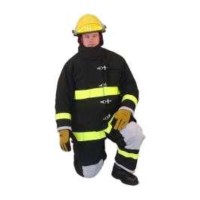 CHAQUETON DE BOMBERO VERIDIAN NEGRO FIRE PRO DE NOMEX CINTA DE LIMA AMARILLO T-XL