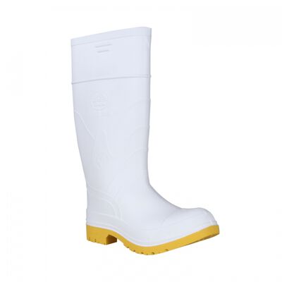BOTA CAMPERA PVC BLANCO SUELA AMARILLO CC ACERO FORRO POLIESTER T7