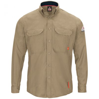 CAMISA BULWARK SERIE IQ COMFORT TELA RESISTENTE A LAS LLAMAS KAKI 5.5 OZ (185 G/M2) ARC RATING ATPV 8.5 CAL/CM2 T-2XL