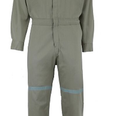 OVEROL DE GABARDINA 100% ALGODON KAKI OSCURO C/CINTAS REFLEJANTES T-38