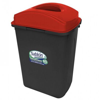 CESTO SABLON 8169RJ 65L NEGRO TAPA ELIPTICA ROJA