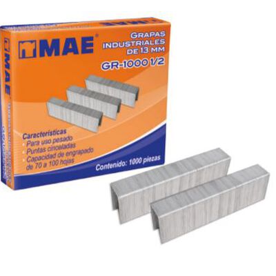 GRAPA MAE GR1000 N12 DE USO PESADO 44198 CAJA CON 1000 PZAS DE 70 A 100 HOJAS