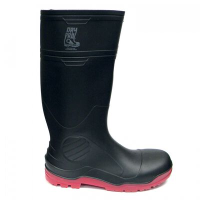 BOTA INDUSTRIAL DRY PRO PVC NEGRA SUELA ROJA CNITRILO ANTIDERRAPANTE CON CASQUILLO T7