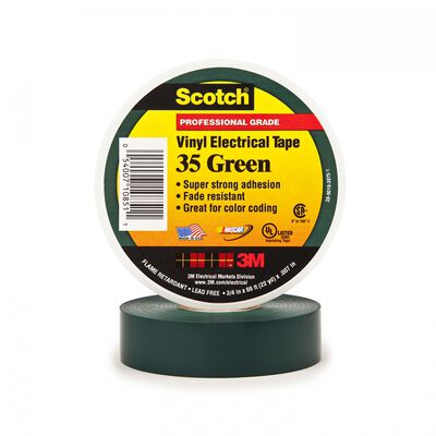 CINTA ELECTRICA 3M 80610834048 DE PVCPOLIVINILO CADHESIVO DE CAUCHO VERDE 34 IN X 66 FT SOCTCH 35