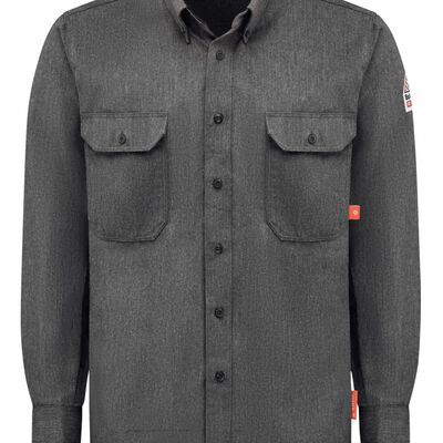 CAMISA BULWARK SERIE IQ RESISTENTE A LAS LLAMAS 5.5 OZ 50% ARAMIDA/25% LYOCELL/25% MODACRLICO GRIS ARC RATING ATPV 8.5 CAL/CM2 T-2XL