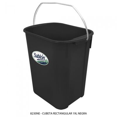 CUBETA SABLON 8230NE RECTANGULAR 19L NEGRO NEGRO
