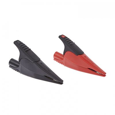 Pinzas Fluke Cocodrilo de Acero RojoNegro Largas PUso con Cables