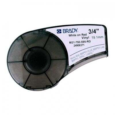 CINTA BRADY 34 PULG.  VINILO NEGRO SOBRE ROJO