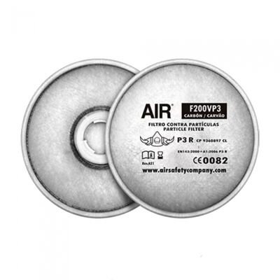 Filtro Air Safety F200vp3 P3 R de Tela No Tejida de Polipropileno CCarbon Activado PPartculas y Niveles Molestos de Vapores Organicos 99.95% de Eficiencia