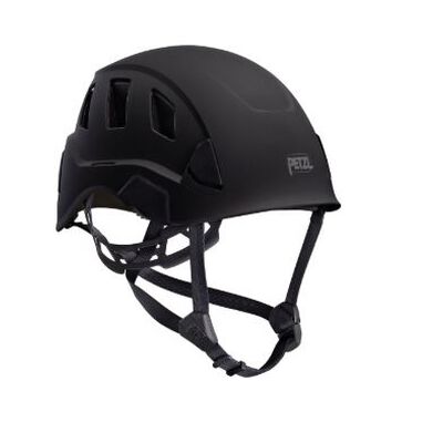 CASCO PETZL STRATO VENT NEGRO CON SISTEMA CENTERFIT Y FLIP BARBIQUEJO DE ALTA RESISTENCIA