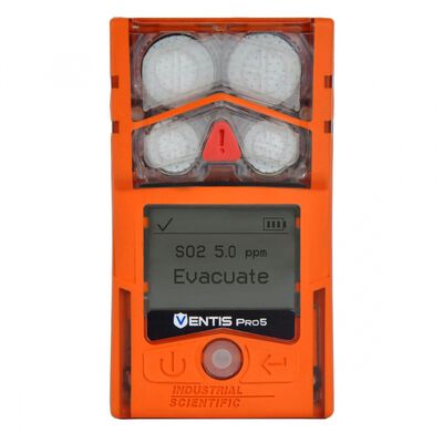 DETECTOR DE GAS INDUSTRIAL SCIENTIFIC VENTIS PRO 5 NARANJA CO O2 CARGADOR WIRELESS SIN BOMBA ESPANOL