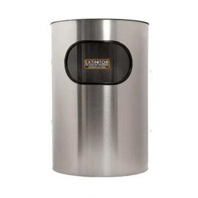 GABINETE PEXTINTOR EXTINFLAM PQS 46 KG CCENICERO ACERO INOXIDABLE ACABADO ESPEJO MEDIA LUNA
