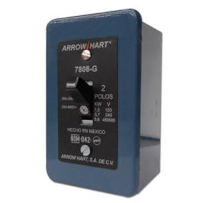CONTACTOR MANUAL ARROW HART 7808G 30 A/250 V 2P-1T C/CAJA