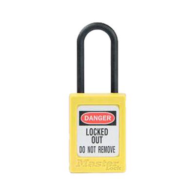 CANDADO DIELECTRICO MASTER LOCK DE TERMOPLASTICO AMARILLO GRILLETE DE NYLON DE 316 IN CLLAVE IGUAL