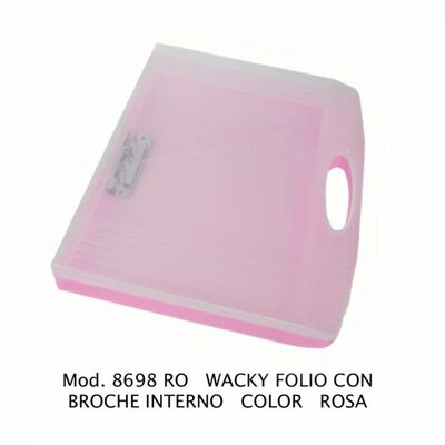 PORTAFOLIO SABLON 8698RO C BROCHE INTERNO TRANSPARENTE  ROSA TRASLÚCIDO