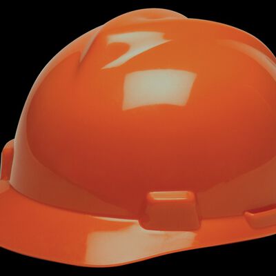 CASCO TIPO CACHUCHA MSA V GARD NARANJA SUSPENSION FAST TRAC CPORTA LAMPARA Y PORTA CABLE