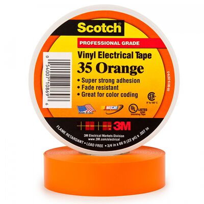 Cinta Electrica 3m 80610834022 Scotch 35 de PvcPolivinilo CAdhesivo de Caucho Naranja 34 In X 66 Ft